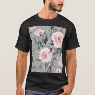 T-shirt Fleurs de printemps Feuille main tiré