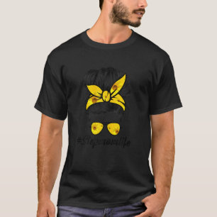 T-shirt Fleurs de soleil Femme Stepmaman Vie Messy Bun Cha