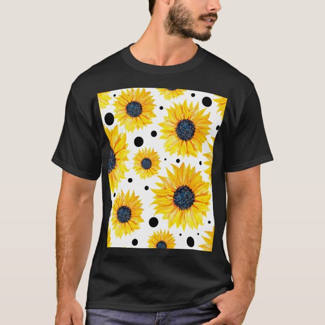 T-shirt Fleurs de soleil jaunes Motif Arrière - plan blanc (Devant)