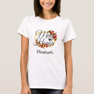 T-shirt Fleurs de tournesols Demoiselle d'Honneur Cadeau F