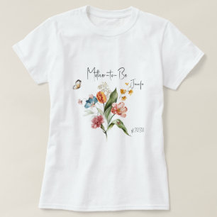 T-shirt Fleurs de vintage colorées, Baby Shower pour la fu