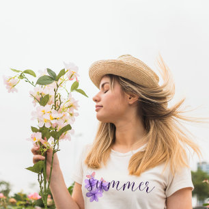 T-shirt Fleurs de violet et papillon