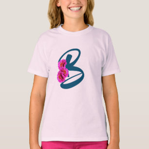 T-shirt Fleurs de Zinnia Monogramme Initiale B