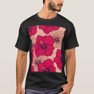 T-shirt Fleurs d'Hibiscus dessinées à la main Vintage