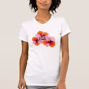 T-shirt Fleurs d'hibiscus rose orange live pono oahu maui