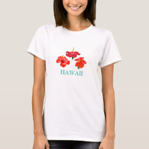 T-shirt Fleurs d'Hibiscus Rouge Tropical