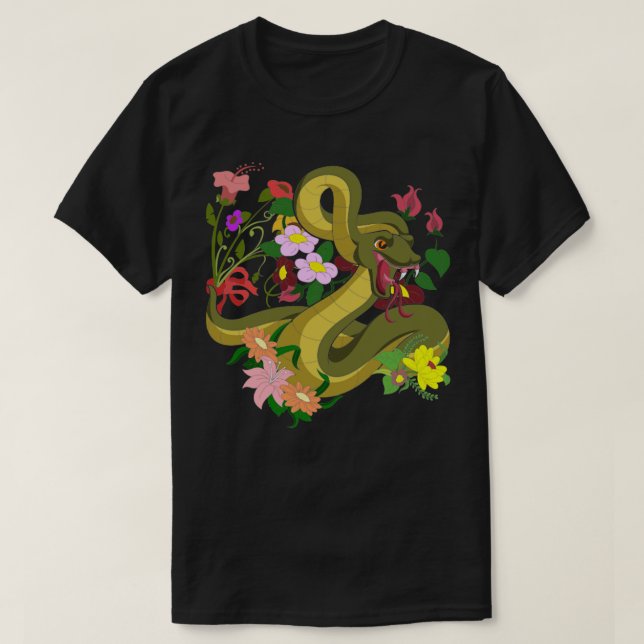 T-shirt Fleurs d'oie de reptile d'animal botanique Serpent (Design devant)