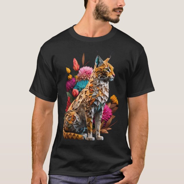 T-shirt Fleurs d'origami Faune Bobcat Orange Bobcat (Devant)