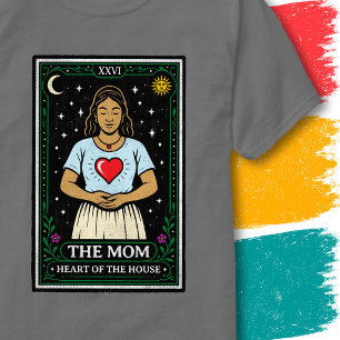 T-shirt Fleurs du cœur de la maison Maman de style tarot m
