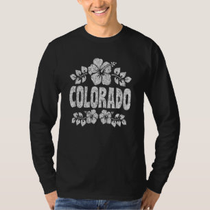 T-shirt Fleurs du Colorado Impression Blanche en Distress