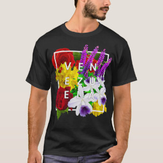 T-shirt Fleurs du Venezuela Word Art Venezuelan Pride