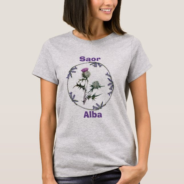 T-shirt Fleurs écossaises de jacinthe des bois de chardon (Devant)