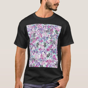 T-shirt Fleurs et baies pourpres : Aquarelle