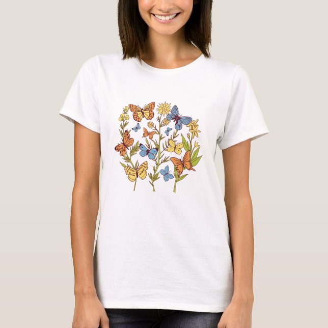 T-shirt Fleurs et papillons (Devant)