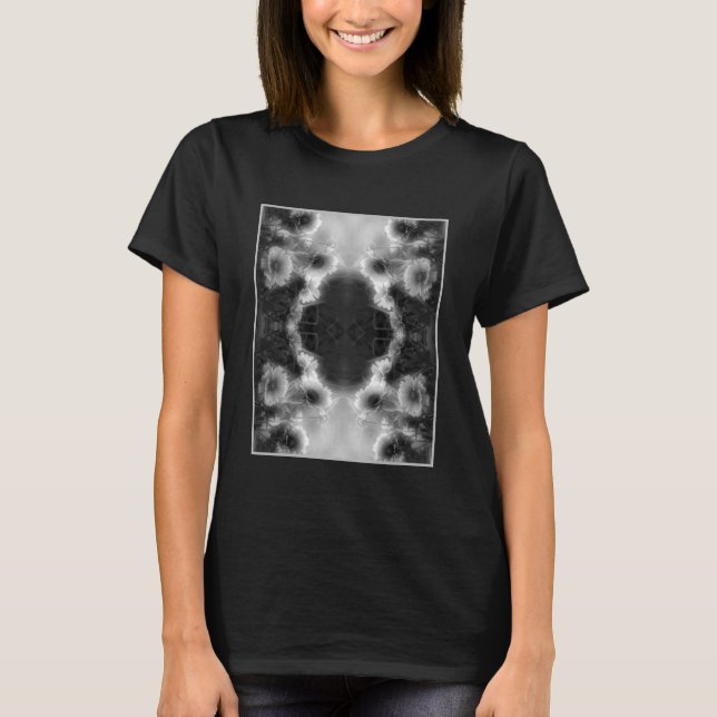 T-shirt Fleurs Faisy Noir Et Blanc Abstrait (Devant)