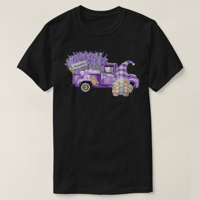 T-shirt Fleurs Fleurs Fleurs Fleurs de Camion Violet Laven (Design devant)