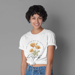 T-shirt Fleurs Fleurs sauvages rétro de pavot jaune