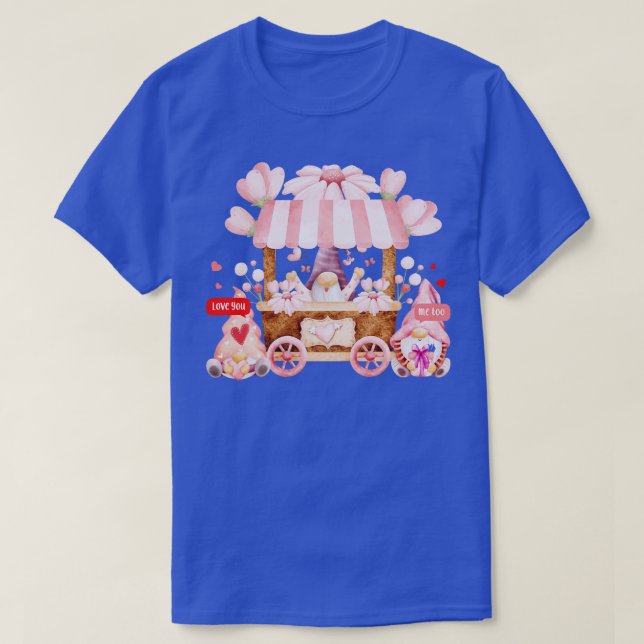 T-shirt Fleurs Gnomes mignonnes Joyeuse Saint Valentin (Design devant)