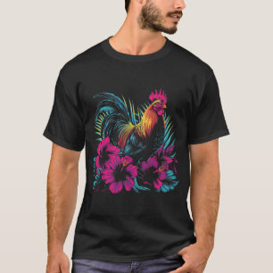 T-shirt Fleurs Hawaïennes de poulet Coq Kauai Hawaii Vint
