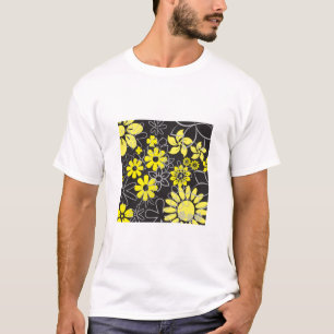 T-shirt Fleurs Jaune Et Gris T-