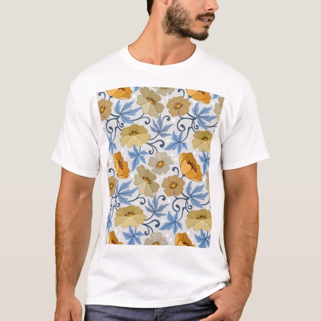 T-shirt Fleurs Jaunes : Conception Textile sans joint (Devant)