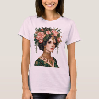T-shirt Fleurs Jumelles Mesdames | Élégant Art Floral T-Sh