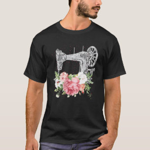 T-shirt Fleurs Machine à coudre Craft Seamstress Se Vintag