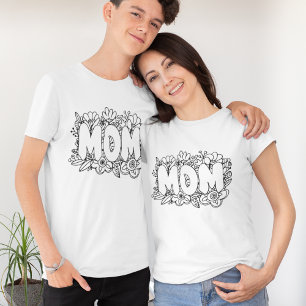 T-shirt Fleurs MOM l en noir et blanc