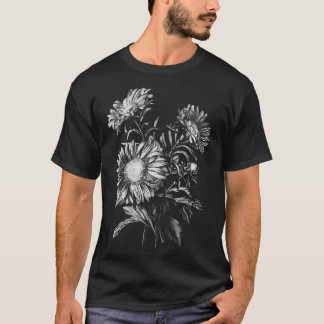 T-shirt Fleurs noires et blanches 1
