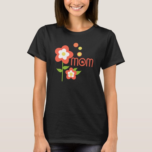 T-shirt Fleurs orange et blanche avec maman Pois (Devant)