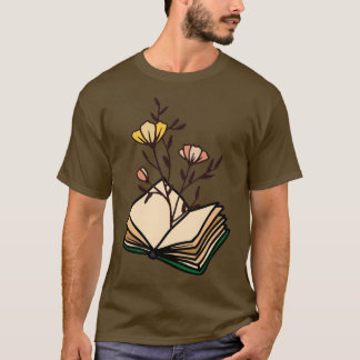 T-shirt Fleurs poussant à partir de livre vintage