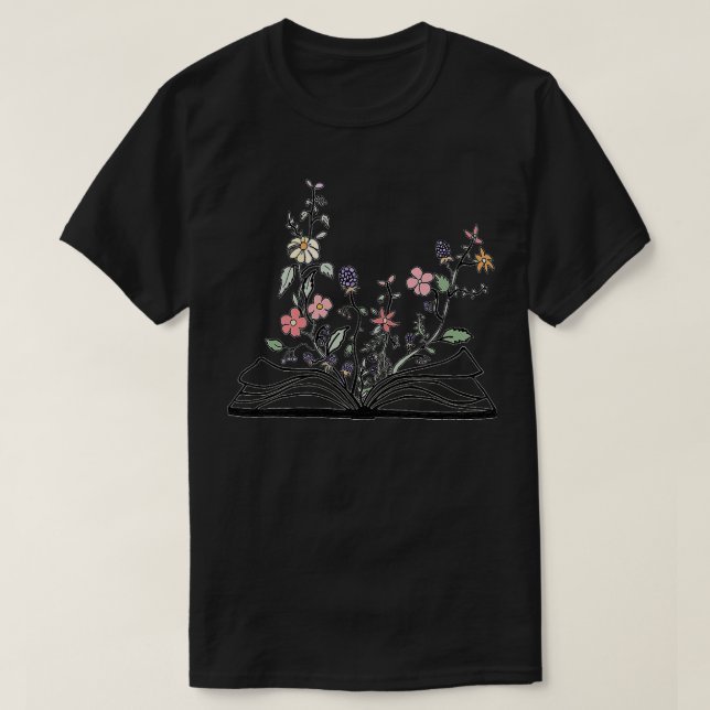 T-shirt fleurs poussant de la beauté du livre Sticker (Design devant)