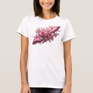 T-shirt Fleurs roses enjouées SONT LE LANGAGE DU CŒUR