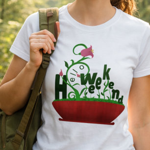 T-shirt Fleurs roses et vignes Texte en gras