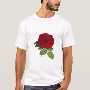 T-shirt Fleurs roses Fleurs Rouge Vert Isolé Vintage