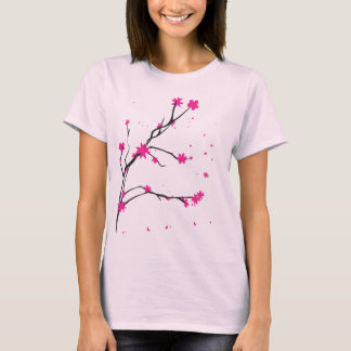T-shirt Fleurs roses flottant au vent