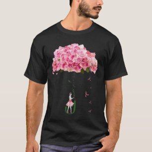 T-shirt Fleurs Ruban Lutte de sensibilisation au cancer du