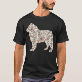 T-shirt Fleurs sauvages Australian Shepherd Aussie Chienne