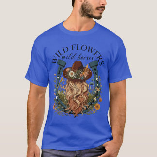 T-shirt Fleurs sauvages Chevaux sauvages Musique country o