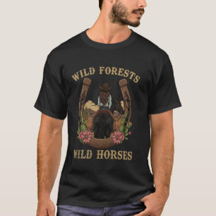 T-shirt Fleurs sauvages Chevaux sauvages Rodeo Rétro Weste