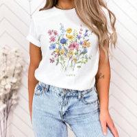 Fleurs sauvages colorés tendance avec Monogramme