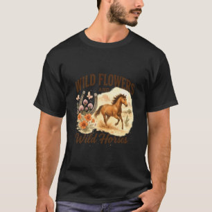 T-shirt Fleurs sauvages et chevaux sauvages Gr aquarelle o