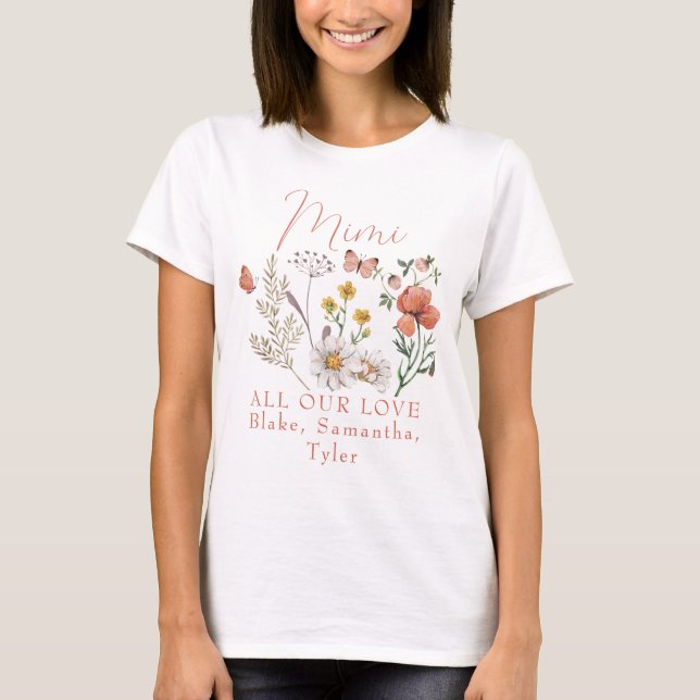 T-shirt Fleurs sauvages Mimi personnalisés (Devant)