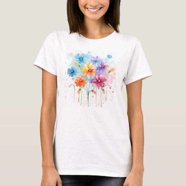 T-shirt Fleurs sauvages peints à la main (Devant)