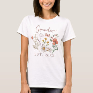 T-shirt Fleurs sauvages personnalisées pour grand-mère