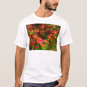 T-shirt Fleurs sauvages rose et jaune pâle