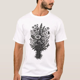 T-shirt Fleurs sauvages vintage art botanique floral linog