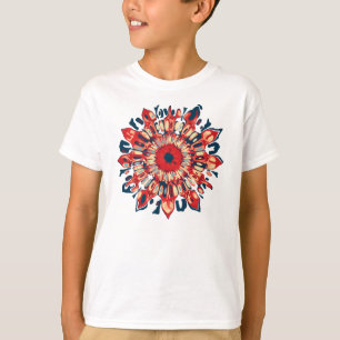 T-shirt FLEURS SUN Abstraites - bleu rouge + votre backgr.