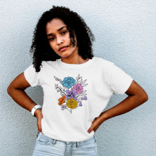 T-shirt fleurs tendance féminines élégantes mignonnes