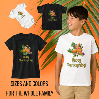 T-shirt Fleurs Tropicales Citrouilles Thanksgiving